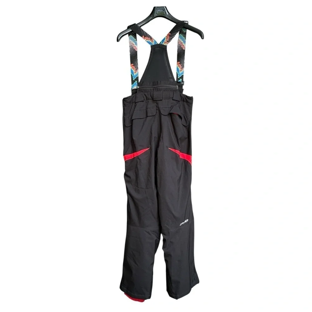 Spyder Bib Ski Snow Pants Like New Black Removable Suspenders Waterproof Kids 18
